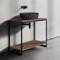 Console Sink Vanity With Matte Black Vessel Sink and Natural Brown Oak Shelf, 35